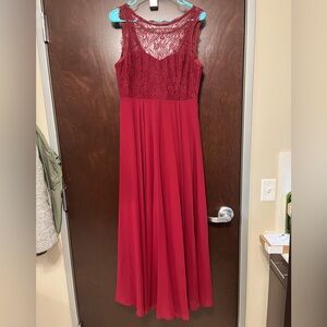Lulu's Scarlet Red Lace Maxi Dress
